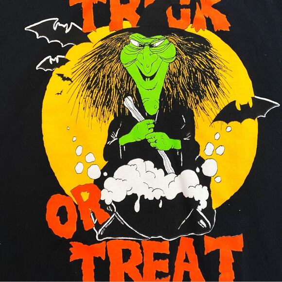 Vintage Halloween Trick Or Treat Green Witch Tee XL 1990s 90s - Picture 5 of 7